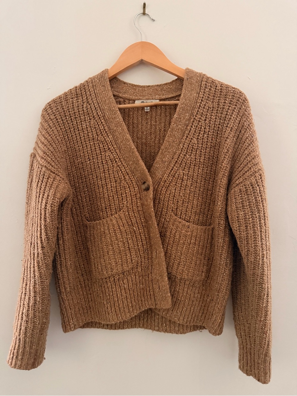 Madewell Chunky V-Neck Cardigan - Camel Brown